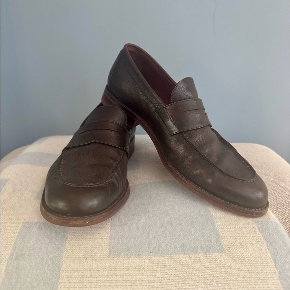 LORO PIANA Brown Leather Loafers, Size 44 (US Size 11)